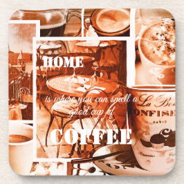 ヴィンテージフランスの水色コーヒーコラージュコースター コースター