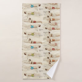 ヴィンテージフランスの泳ぐ人スイミングレッスン バスタオル