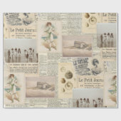 ヴィンテージフランスの海辺コラージュ ラッピングペーパー (フラット)