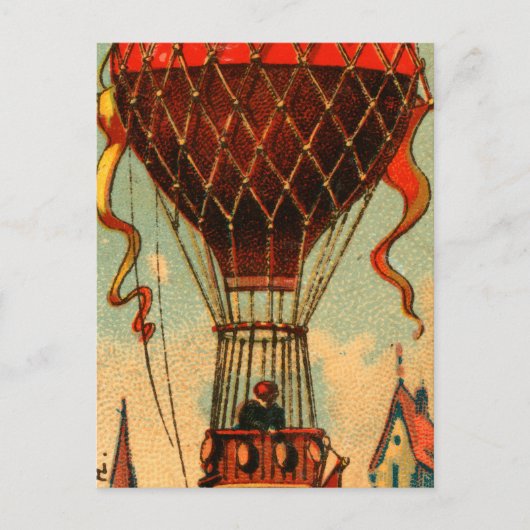 ヴィンテージフランスの熱気球 ポストカード (正面)