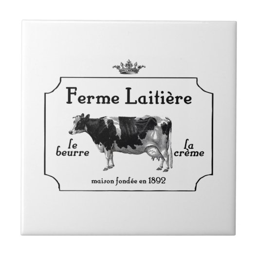 ヴィンテージフランスの牛を用いたヴィンテージ乳製品 タイル (正面)