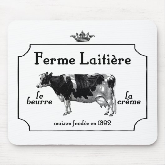 ヴィンテージフランスの牛を用いたヴィンテージ乳製品 マウスパッド (正面)