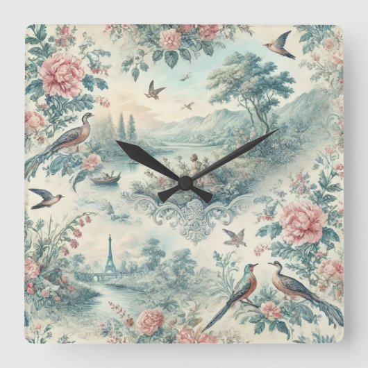 ヴィンテージフランスの病 スクエア壁時計 (正面)