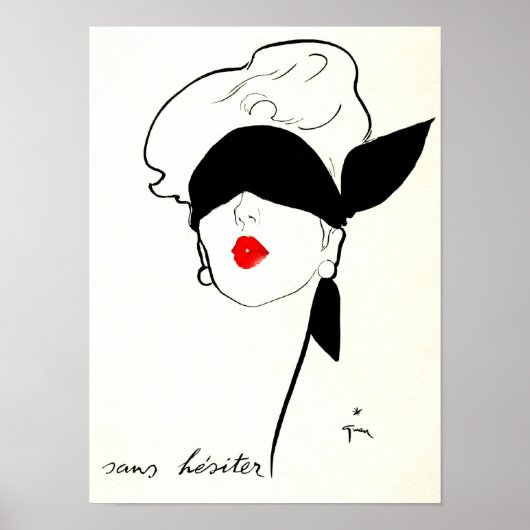 ヴィンテージフランスの目隠し女性 ポスター (正面)