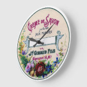 ヴィンテージフランスの石けんラベル時計 ラージ壁時計 (傾斜)