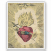 ヴィンテージフランスの神聖ハートデザイン シール (正面)