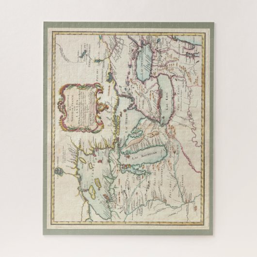 ヴィンテージフランスの素晴らしレイクス・カナダ/アメリカの地図 ジグソーパズル (縦)