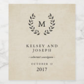 ヴィンテージフランスの結婚スタイルリース及びモノグラム ワインラベル (シングルラベル)