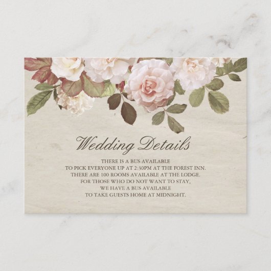 ヴィンテージフランスの結婚バラの詳細カード エンクロージャーカード (正面)