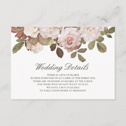 ヴィンテージフランスの結婚バラの詳細カード エンクロージャーカード (正面)