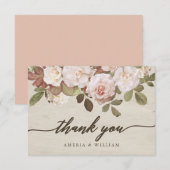 ヴィンテージフランスの結婚バラサンキューカード サンキューカード (正面/裏面)