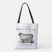 ヴィンテージフランスの羊タイポグラフィファームハウストートバッグ トートバッグ (裏面)