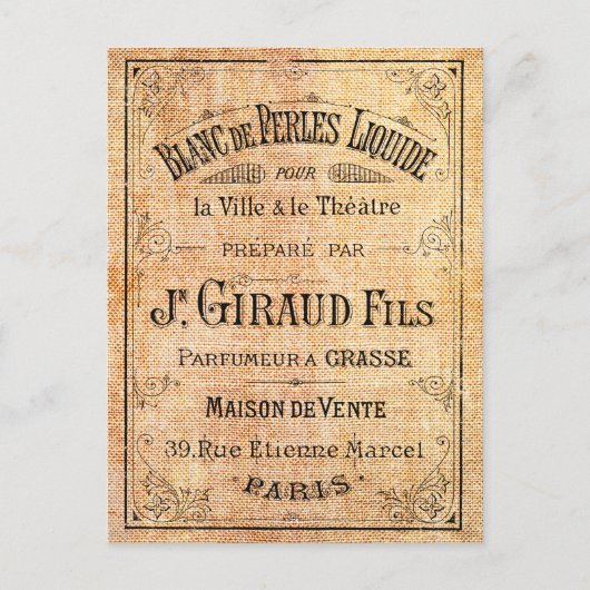 ヴィンテージフランスの美しい標識 ポストカード (正面)