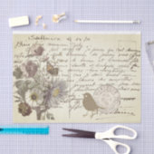 ヴィンテージフランスの脚花付きポストカード 薄葉紙 (クラフト)