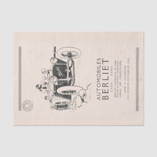 ヴィンテージフランスの自動車広告デコパージュ 薄葉紙 (正面)