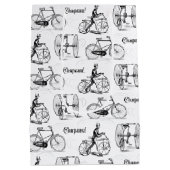 ヴィンテージフランスの自転車おもしろい ミディアムペーパーバッグ (裏面)