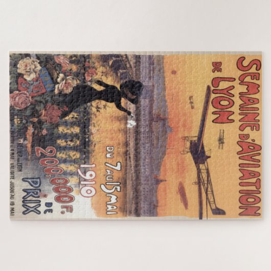 ヴィンテージフランスの航空旅行旧イラストレーション ジグソーパズル (横)