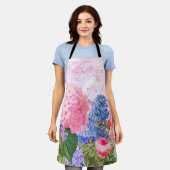 ヴィンテージフランスの花前掛け エプロン (着用した状態)