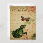 ヴィンテージフランスの葉書、レトロ霧、および蝶 ポストカード (正面/裏面)