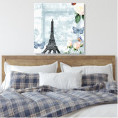 ヴィンテージフランスの蝶とバラ キャンバスプリント (インサイチュ (寝室))