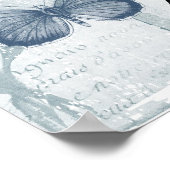 ヴィンテージフランスの蝶とバラ ポスター (角)