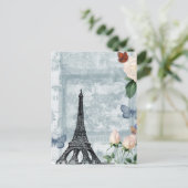 ヴィンテージフランスの蝶とバラ ポストカード (スタンド正面)