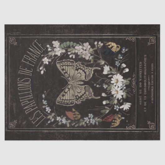 ヴィンテージフランスの蝶の切り離 薄葉紙 (正面)