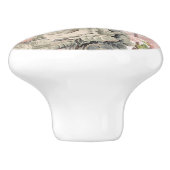 ヴィンテージフランスの蝶赤面ピンクフローラの葉 セラミックノブ (側面)