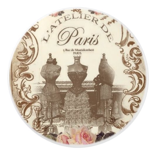 ヴィンテージフランスの製ノブ セラミックノブ (正面)