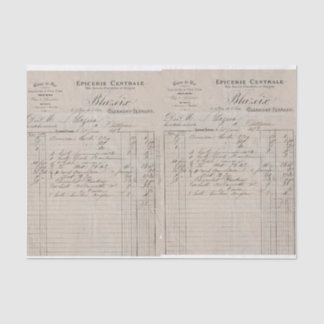 ヴィンテージフランスの請求書の切り離しクラフトまたはギフト 薄葉紙