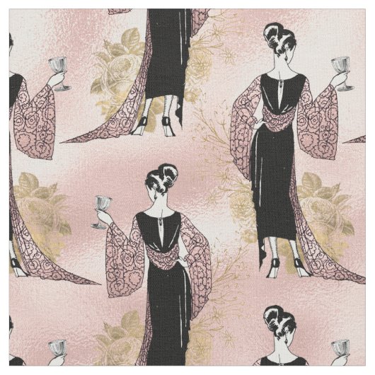 ヴィンテージフランスの赤面ピンク ファブリック (クローズアップ)