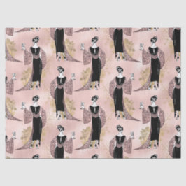 ヴィンテージフランスの赤面ピンク 薄葉紙