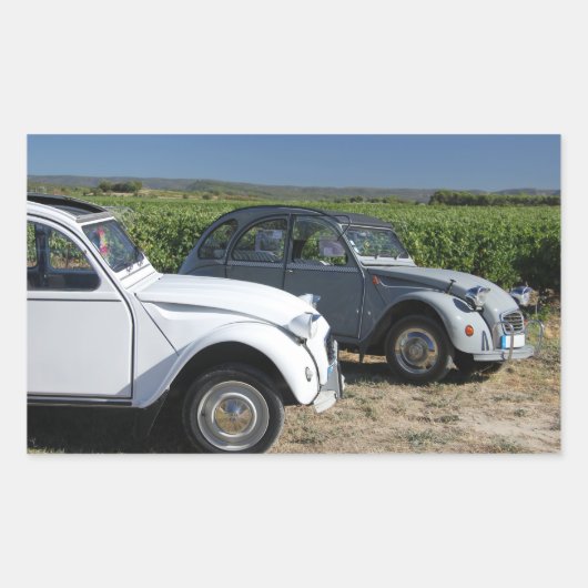 ヴィンテージフランスの車 長方形シール (正面)