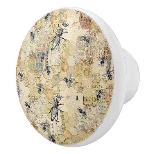 ヴィンテージフランスの送料クイーンビーハニーコーム セラミックノブ (右)