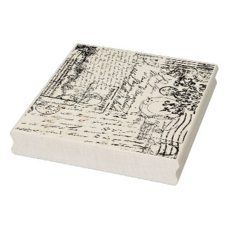 ヴィンテージフランスの送料Ephemeraテクスチャスタンプ ラバースタンプ