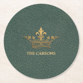 ヴィンテージフランスの金ゴールドクラウン編集可能な名前コースター ラウンドペーパーコースター (正面)