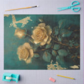 ヴィンテージフランスの金ゴールドビクトリアンバラ 薄葉紙 (クラフト)