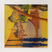 ヴィンテージフランスの鉄道イラストレーションアート ジグソーパズル (横)