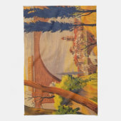 ヴィンテージフランスの鉄道旅行 キッチンタオル (縦)