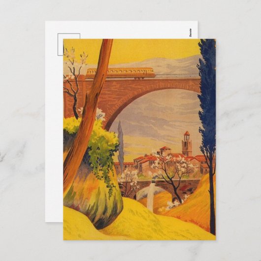 ヴィンテージフランスの鉄道旅行 シーズンポストカード (正面/裏面)