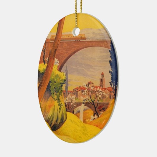 ヴィンテージフランスの鉄道旅行 セラミックオーナメント (左)