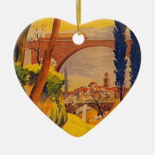 ヴィンテージフランスの鉄道旅行 セラミックオーナメント (正面)