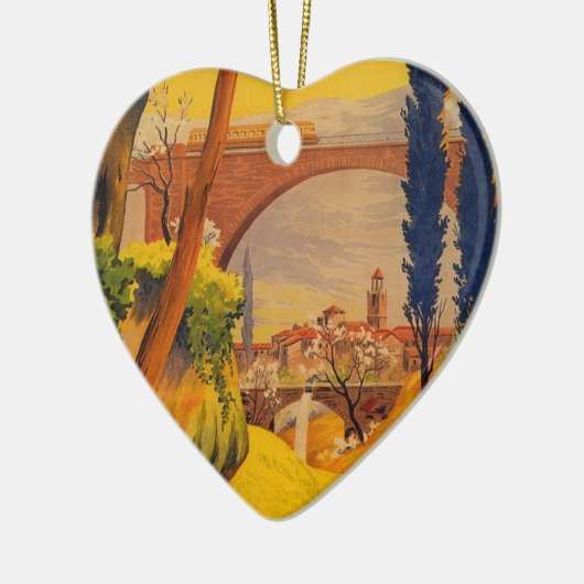 ヴィンテージフランスの鉄道旅行 セラミックオーナメント (左)