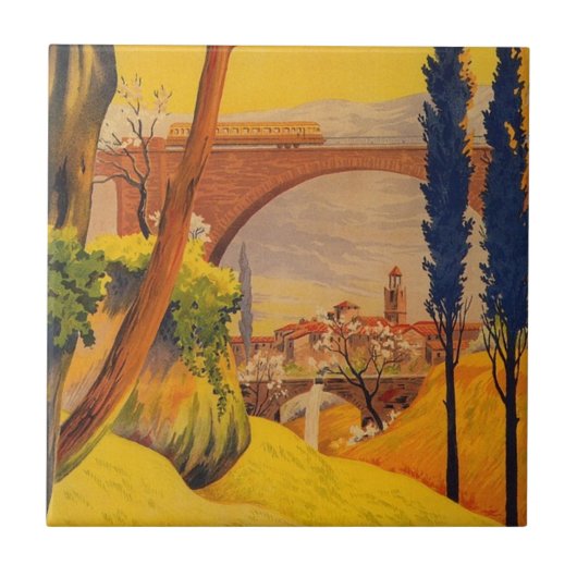 ヴィンテージフランスの鉄道旅行 タイル (正面)