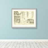 ヴィンテージフランスの食品、肉屋の肉のカット キャンバスプリント (インサイチュ (ウッドフロア))