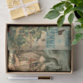 ヴィンテージフランスの馬、女性、フローラ切り離し 薄葉紙 (ギフト)