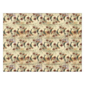 ヴィンテージフランスの鳥の緑のスクリプトスタンプ テーブルクロス (正面(横))