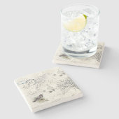 ヴィンテージフランスの鳥枝石コースター ストーンコースター (横)