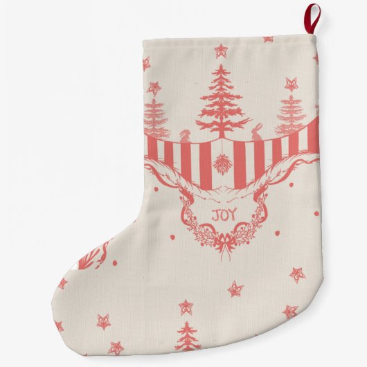 ヴィンテージフランスの・トインスパイアイル・ジパーソナライズされたョイ ラージクリスマスストッキング (裏面)