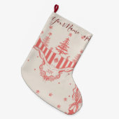 ヴィンテージフランスの・トインスパイアイル・ジパーソナライズされたョイ ラージクリスマスストッキング (正面 (吊り時))